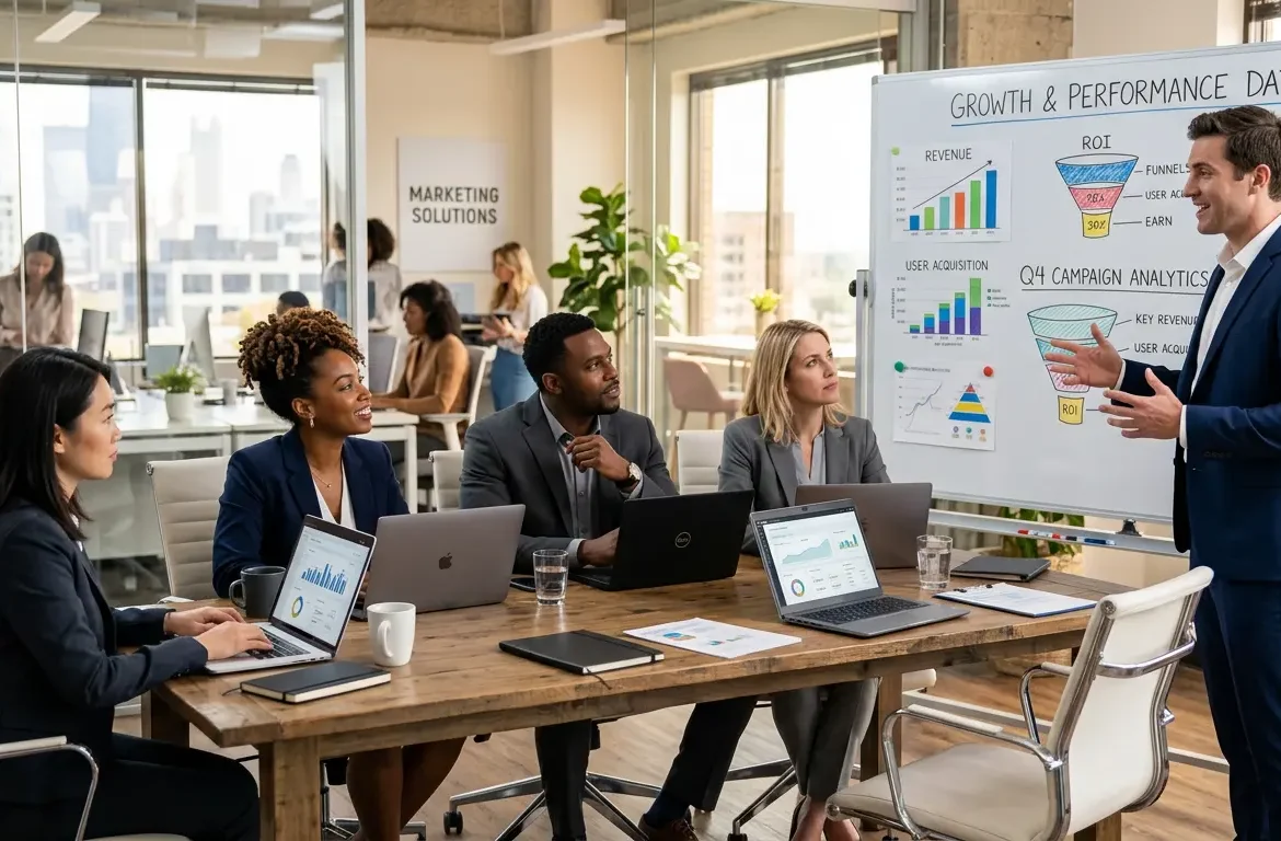 An SEO consultant is explaining the basic concepts of search engine optimization as well as the advantages to a group of his clients.